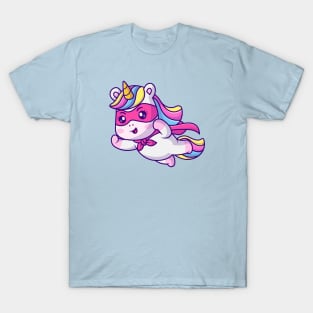 Cute Unicorn Super Hero Flying Cartoon T-Shirt